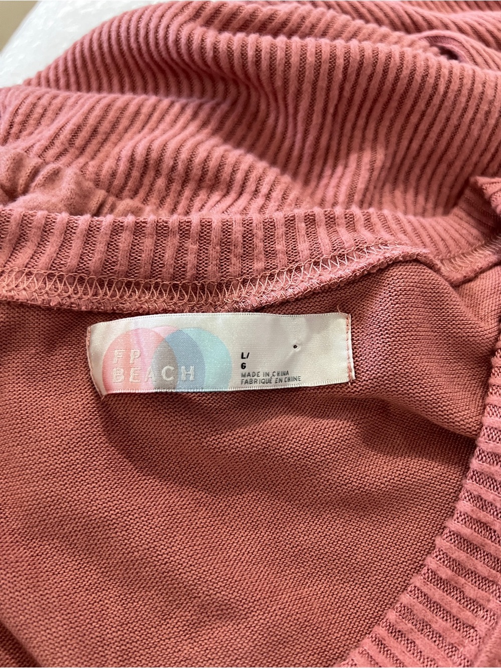 Free People Beach Off Shoulder Balloon Sleeve Mini Dress Size Large Blush Pink - Picture 15 of 15